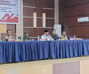 Pj. Bupati Aceh Jaya Jadi Narasumber Pada Sosialisasi Pengawasan Netralitas Perangkat Desa di Aceh Jaya