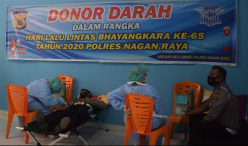Sambut HUT Lalu Lintas ke-65, Polres Nagan Raya Gelar Donor Darah