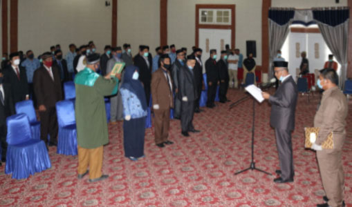 HM Jamin Idham Lantik 84 Pejabat Pemkab Nagan Raya