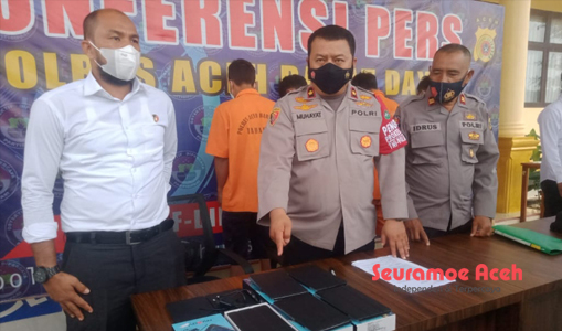 Polres Abdya Amankan Seorang Penadah dan Tiga Pencuri Tablet Sekolah