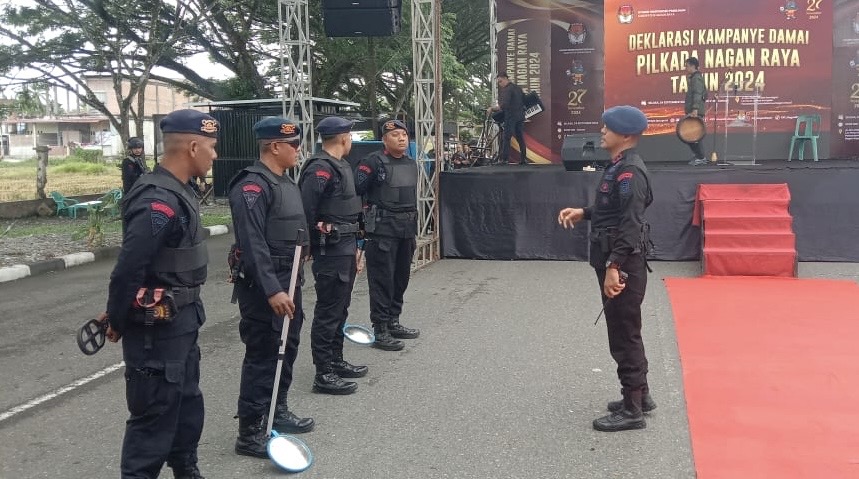 Brimob Dikerahkan, Jaga Pelaksanaan Deklarasi Kampanye Damai di Nagan Raya