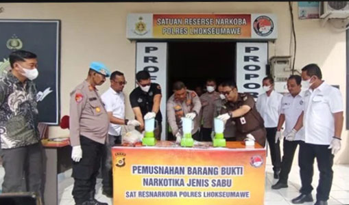 Dengan Cara Diblender, 1,03 Kilogram Barang Bukti Sabu Dimusnahkan