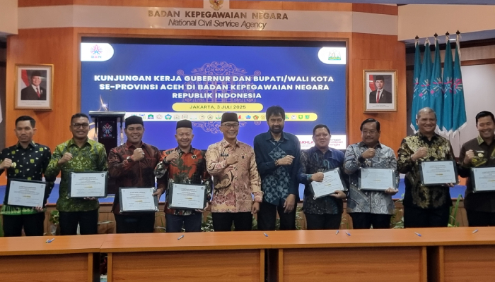 Pemkab Aceh Jaya bersama Gubernur dan Kepala Daerah se Aceh Kunjungi BKN Pusat